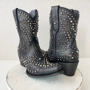 Lane DOLLY Womens Cowboy Bootie 9.5 Black Leather Western Cowgirl Short Boots